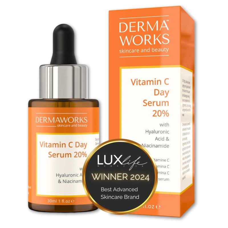 DERMAWORKS BRIGHTENING VITAMIN C SERUM with Niacinamide, Beta Glucan & Hyaluronic Acid - Anti Aging & Hydrating Vitamin Illuminating Serum & Dark Spot Corrector - Hidratante Facial for Men & Women by DERMAWORKS - Image 1